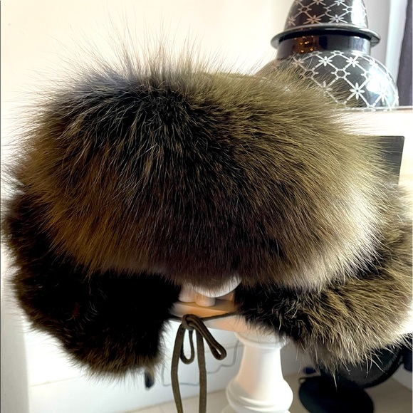 Real Fur Hat with ear flaps (olive green) - Picture 1 of 2